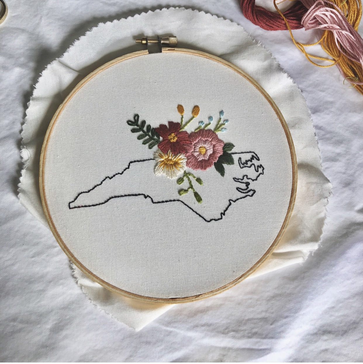 How To Make An Embroidery Pattern Kit Any Floral State Hand Embroidery Pattern And Materials