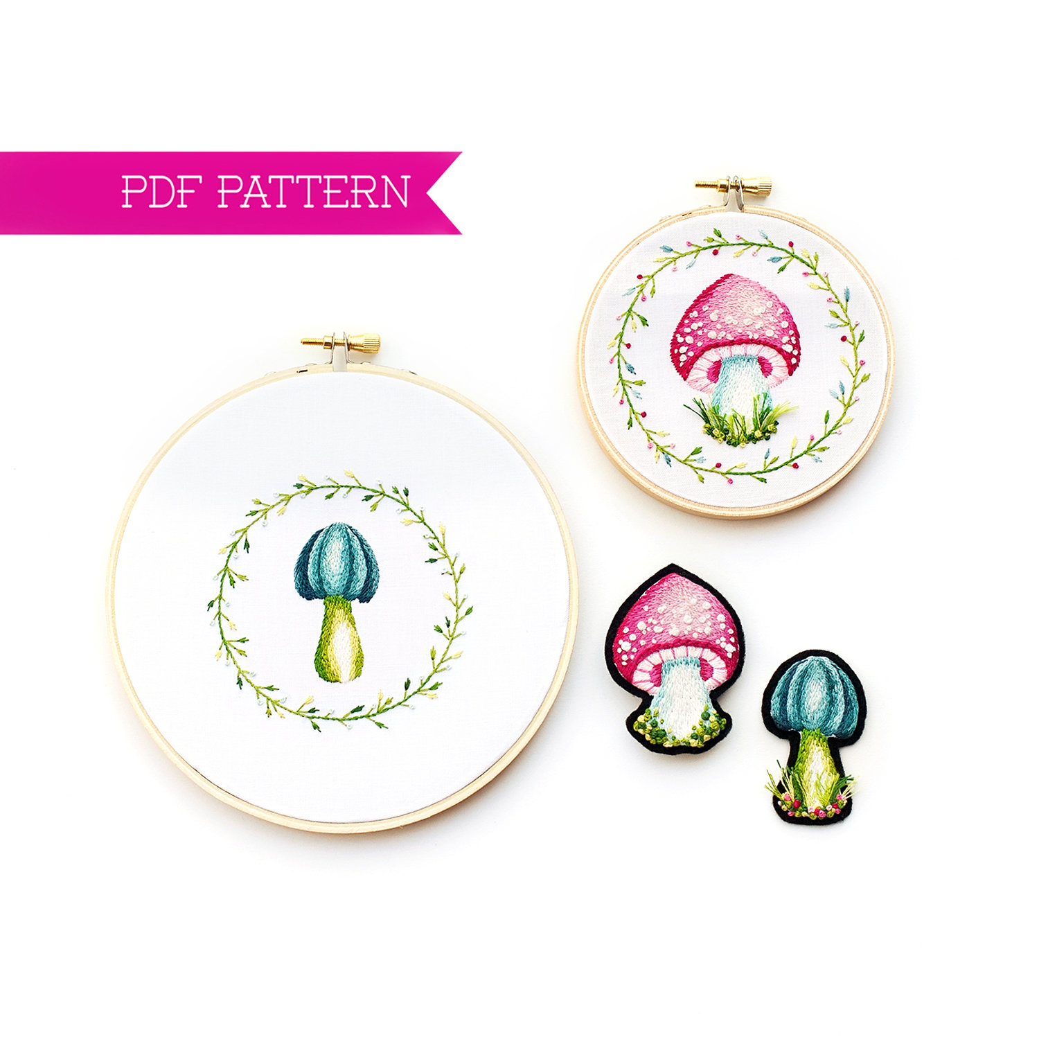 How To Make An Embroidery Pattern Pdf Embroidery Pattern Mushroom Embroidery Pattern Embroidery Tutorial Thread Painting Hand Embroidery Diy Mushroom Digital Pattern