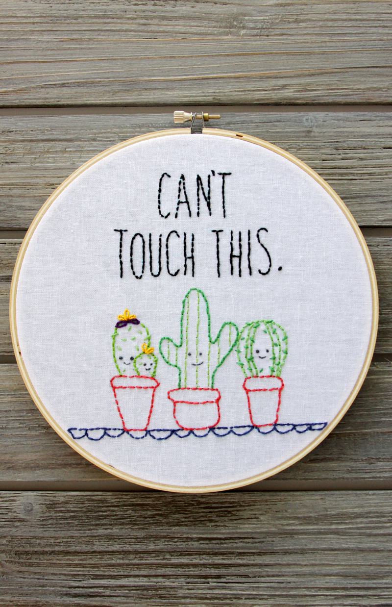 How To Make Embroidery Patterns Easy And Cute Cactus Embroidery Hoop Art