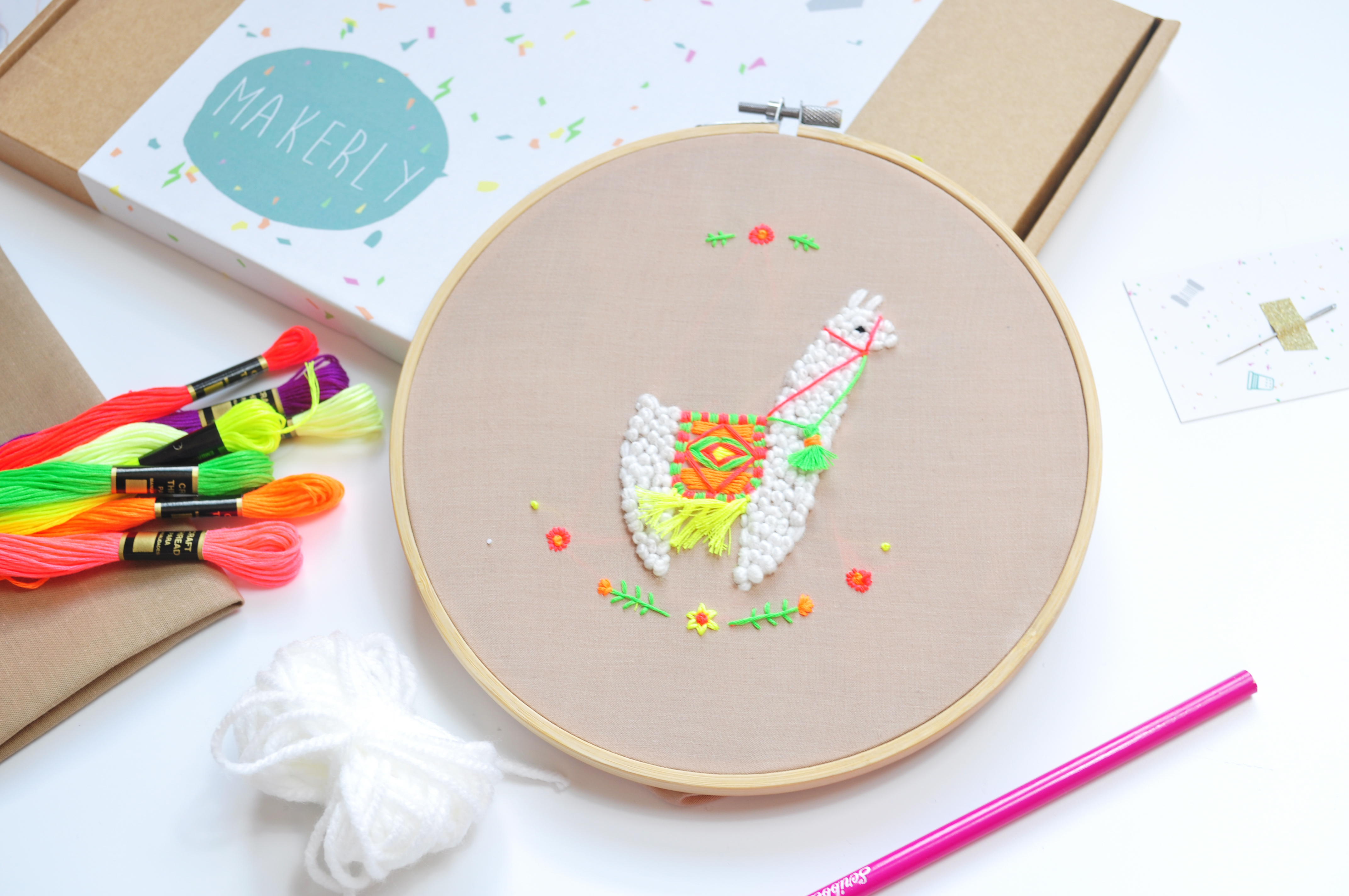 How To Make Your Own Embroidery Pattern Januarys Craft Kit Make Your Own Neon Llama Embroidery