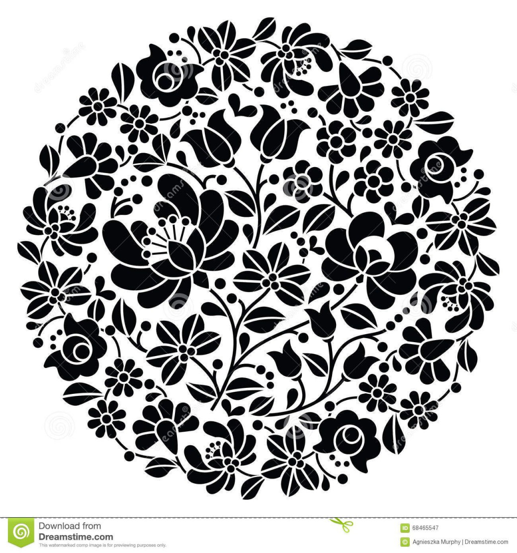 Hungarian Embroidery Patterns Embroidery Pattern Vector New Kalocsai Folk Art Embroidery Black