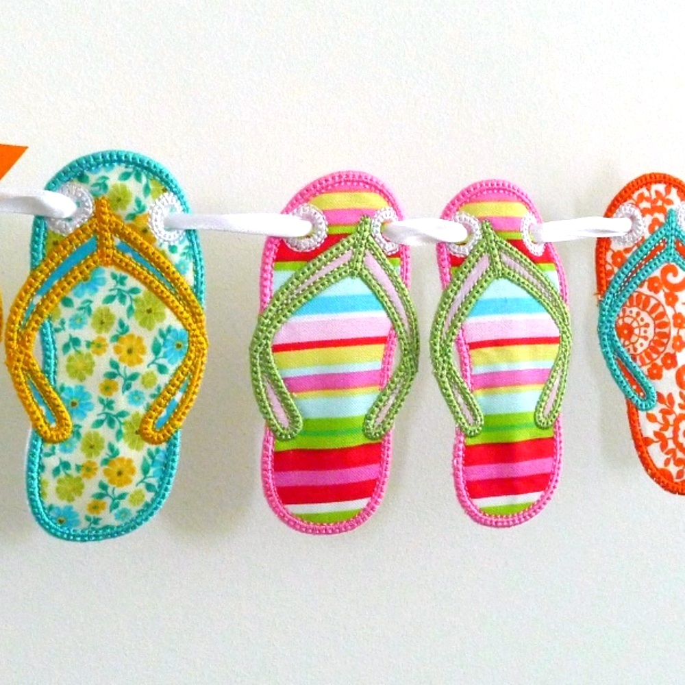 In The Hoop Embroidery Patterns Flip Flop Banner Ith Project
