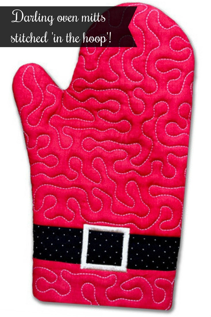 In The Hoop Machine Embroidery Patterns Santa Oven Mitts In The Hoop Machine Embroidery Design