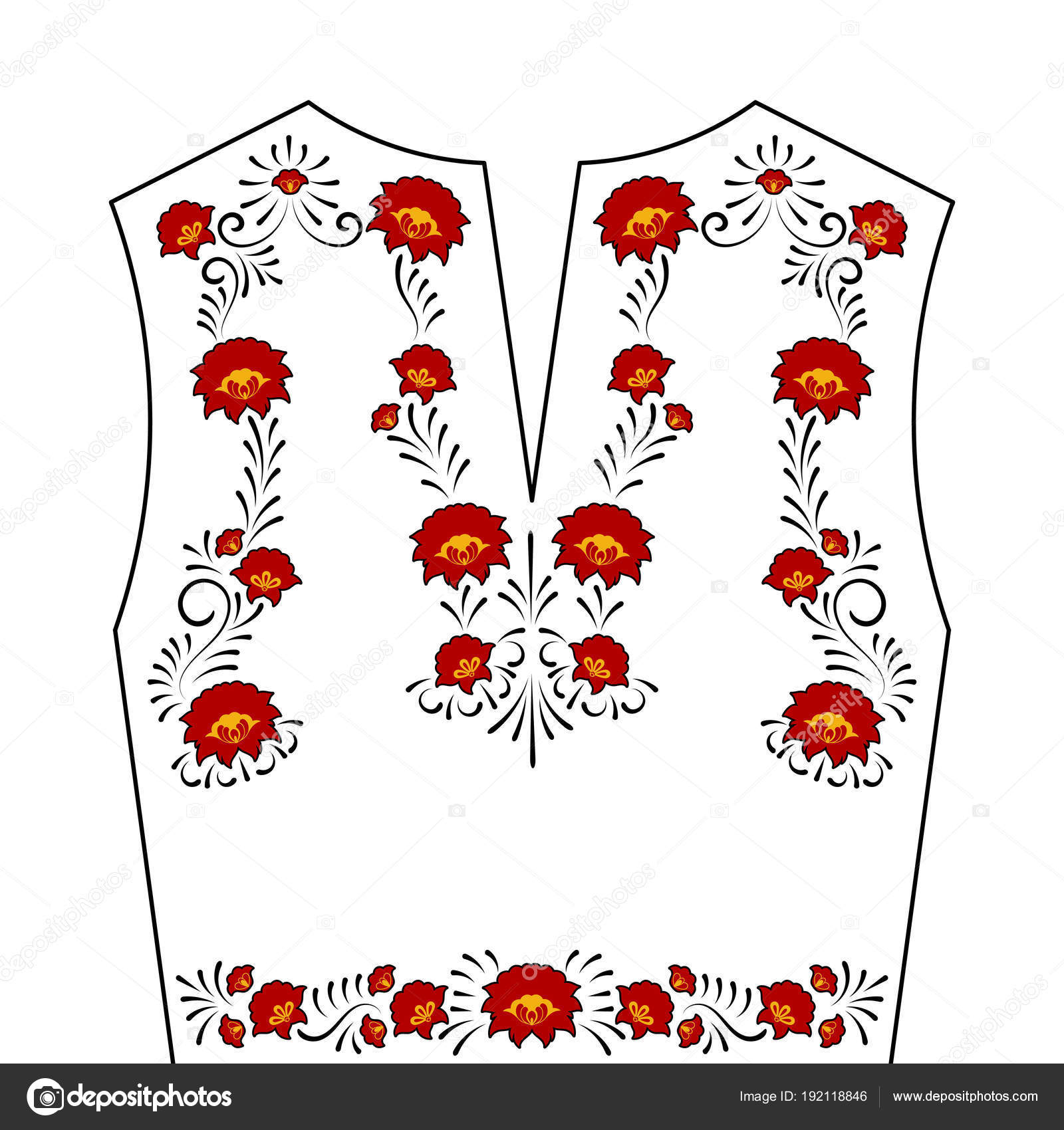 Indian Embroidery Patterns & Design Floral Print Blouse Pattern Neck Flower Embroidery Pattern Vector
