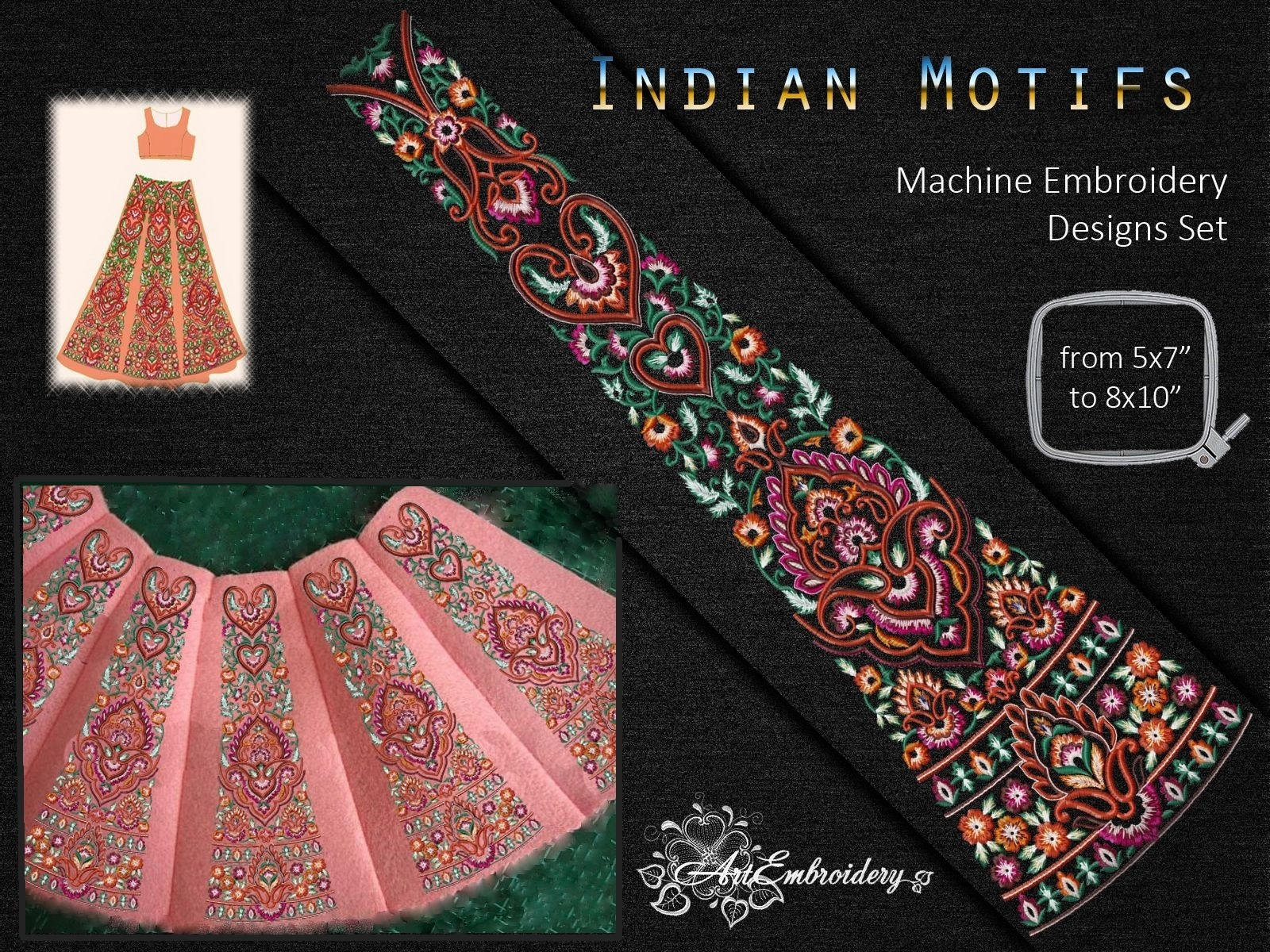 Indian Embroidery Patterns & Design Indian Motifs Machine Embroidery Designs Set For Indian Womens Clothing And Indian Costumes Mixed Sizes Up To 8x10