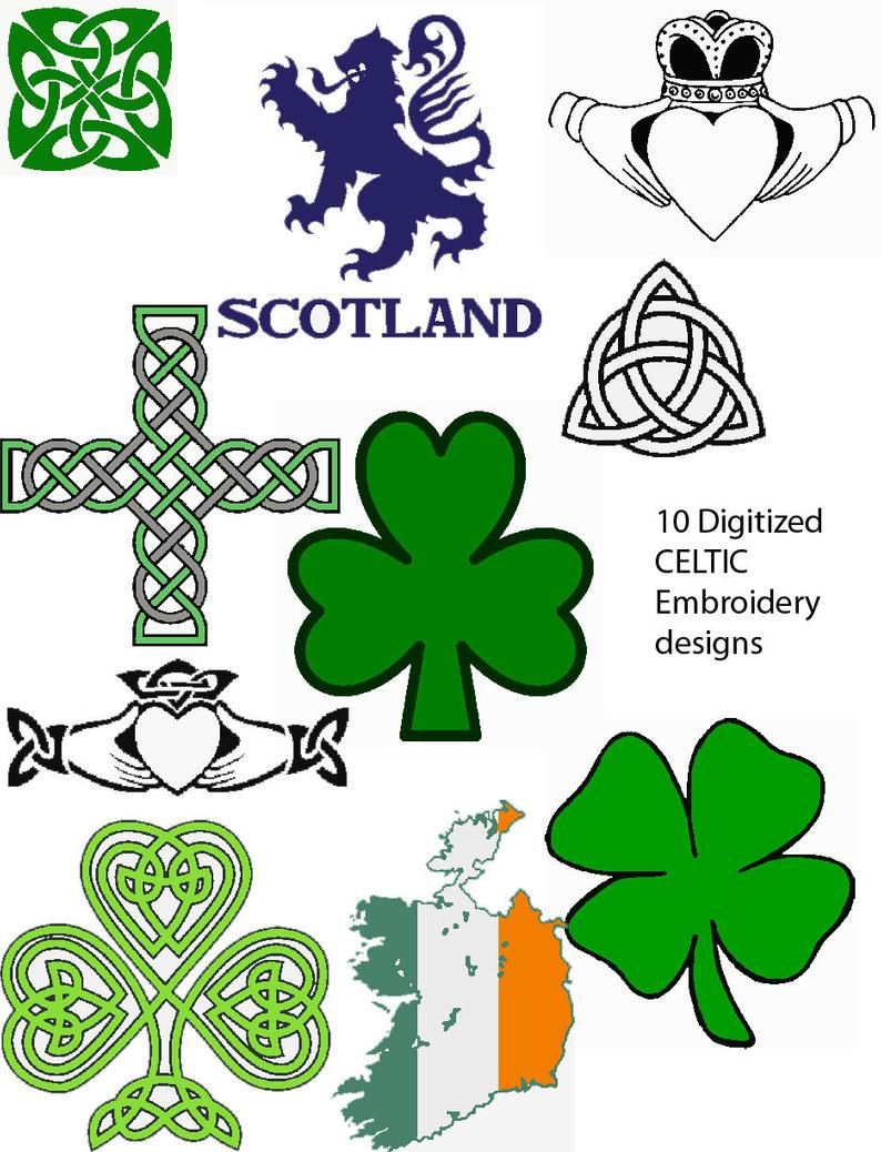 Irish Embroidery Patterns 10 Celtic Irish Scottish Embroidering Patterns 4 Hoop Saint Patricks Day St Paddys Day Embroidery