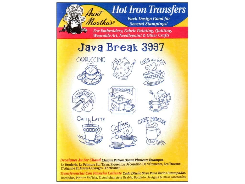Iron On Patterns For Embroidery Aunt Marthas Hot Iron Transfer 3997 Java Break 1