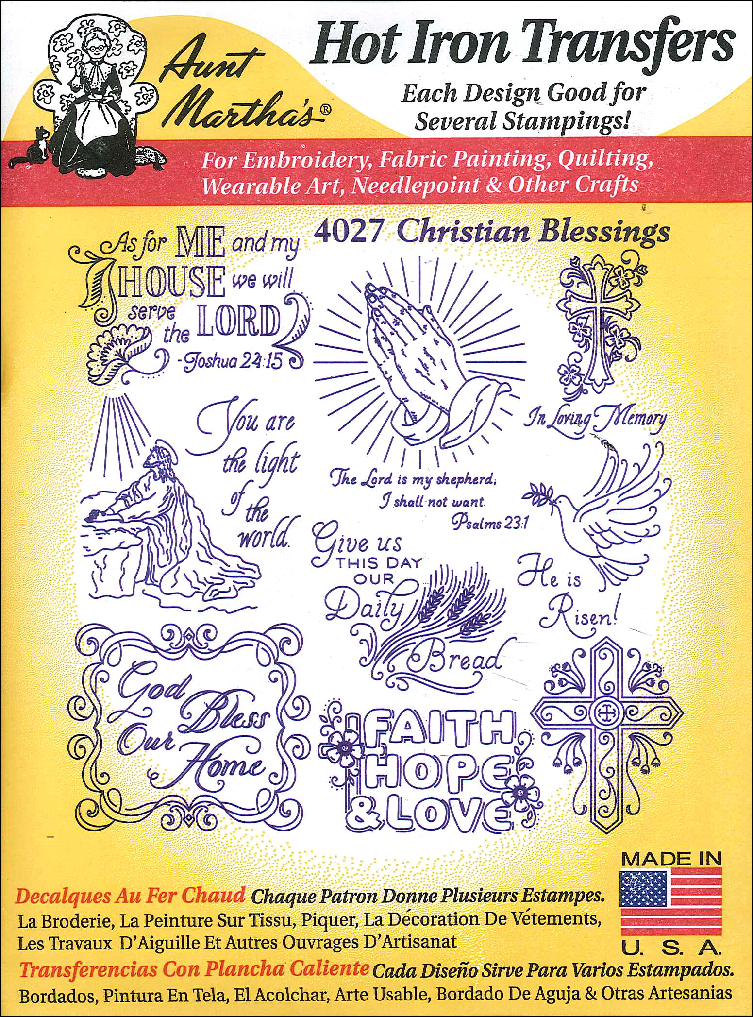 Iron On Transfer Patterns For Embroidery Aunt Marthas Hot Iron Transfers 4027 Christian Blessings 1