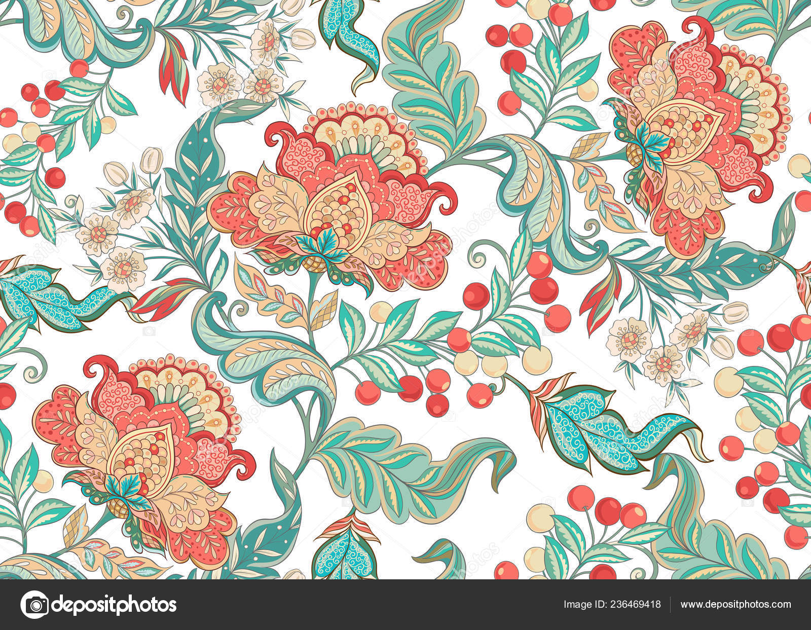 Jacobean Embroidery Patterns Fantasy Floral Seamless Pattern Jacobean Embroidery Style Vintage
