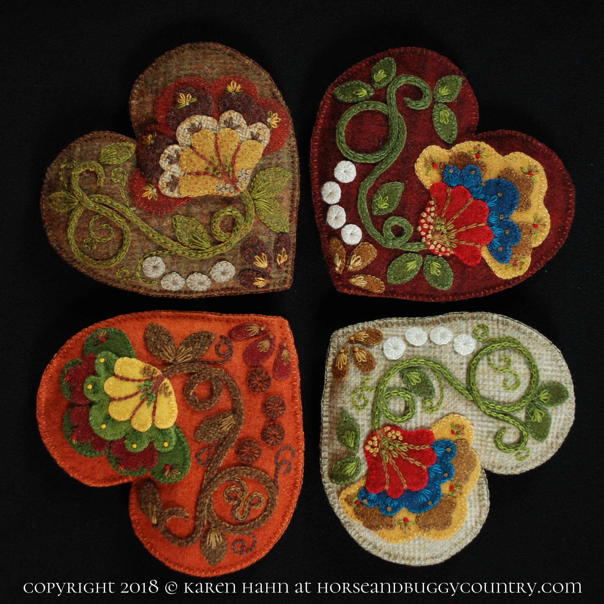 Jacobean Embroidery Patterns Free Wool Applique Pattern Jacobean Heart Embroidery Pattern Sachet Pin Cushion Tuck Pillow Pincushion Bowl Filler Felted Hand Dyed Wool Fabric