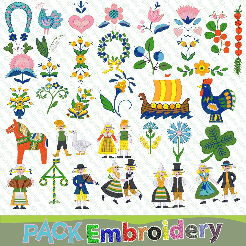Janome Embroidery Patterns Swedish Symbols 35 Embroidery Designs Sewing Brother Emb Hus Jef Pes Dst With Resizer Converter Software Included