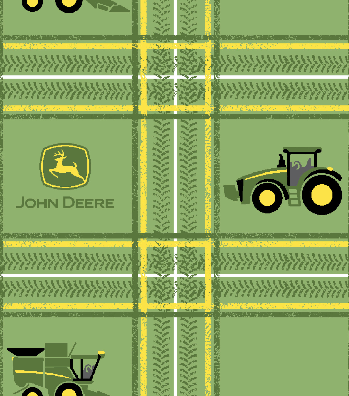 John Deere Embroidery Patterns John Deere Cotton Fabric Green Tractor Plaid