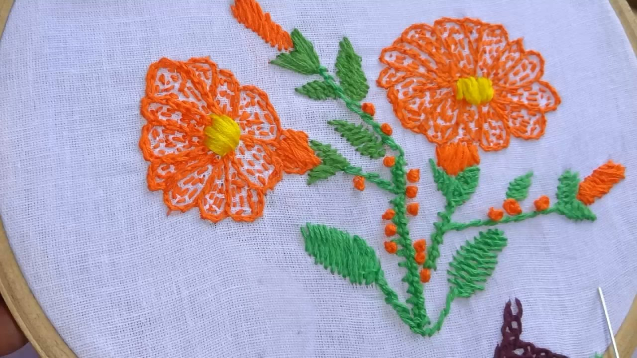 Kantha Work Embroidery Patterns Hand Embroidery Kantha Work Stitch Flower Design Amma Arts