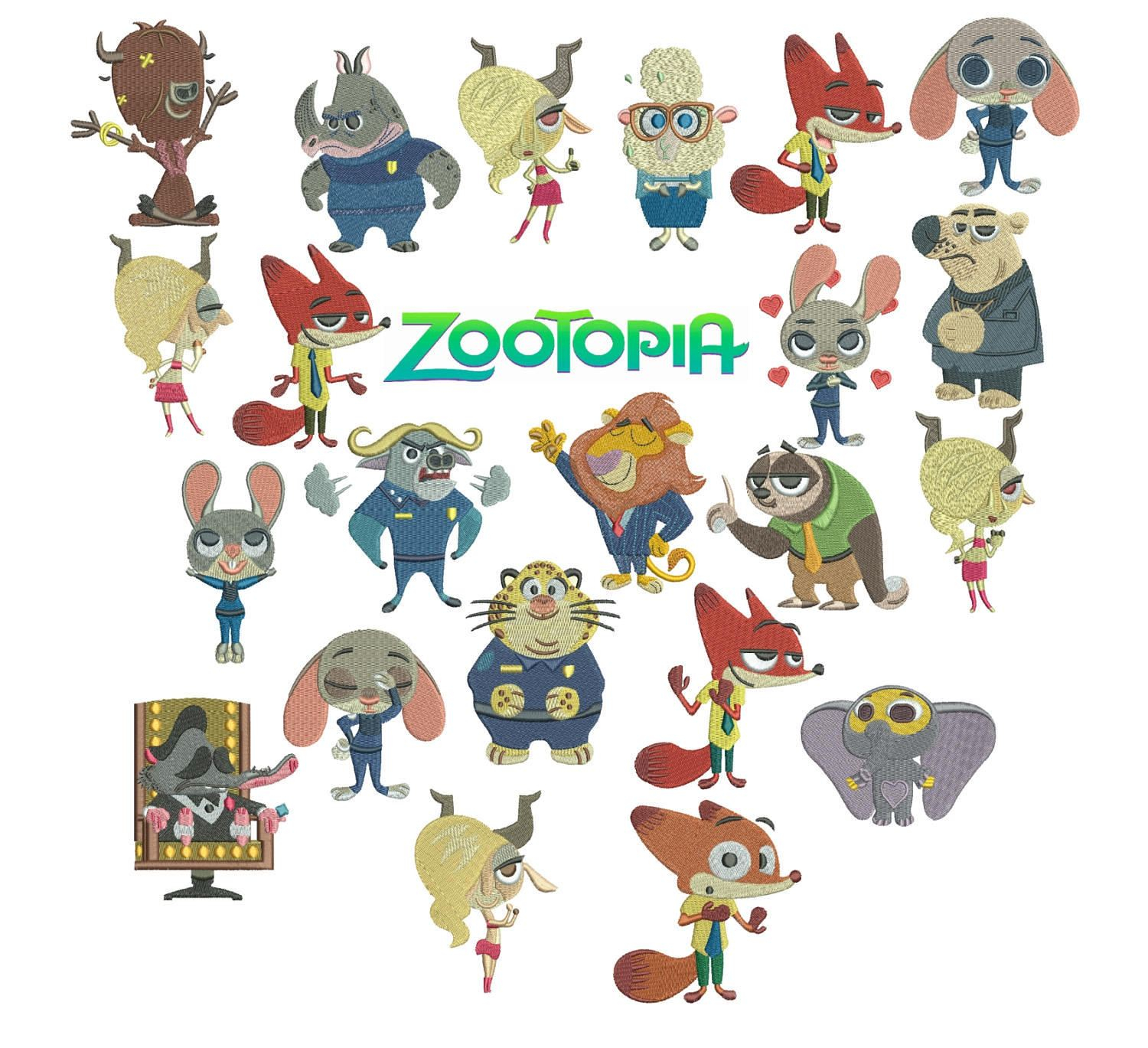Korean Embroidery Patterns Zootopia Machine Embroidery Designs 22 Characters