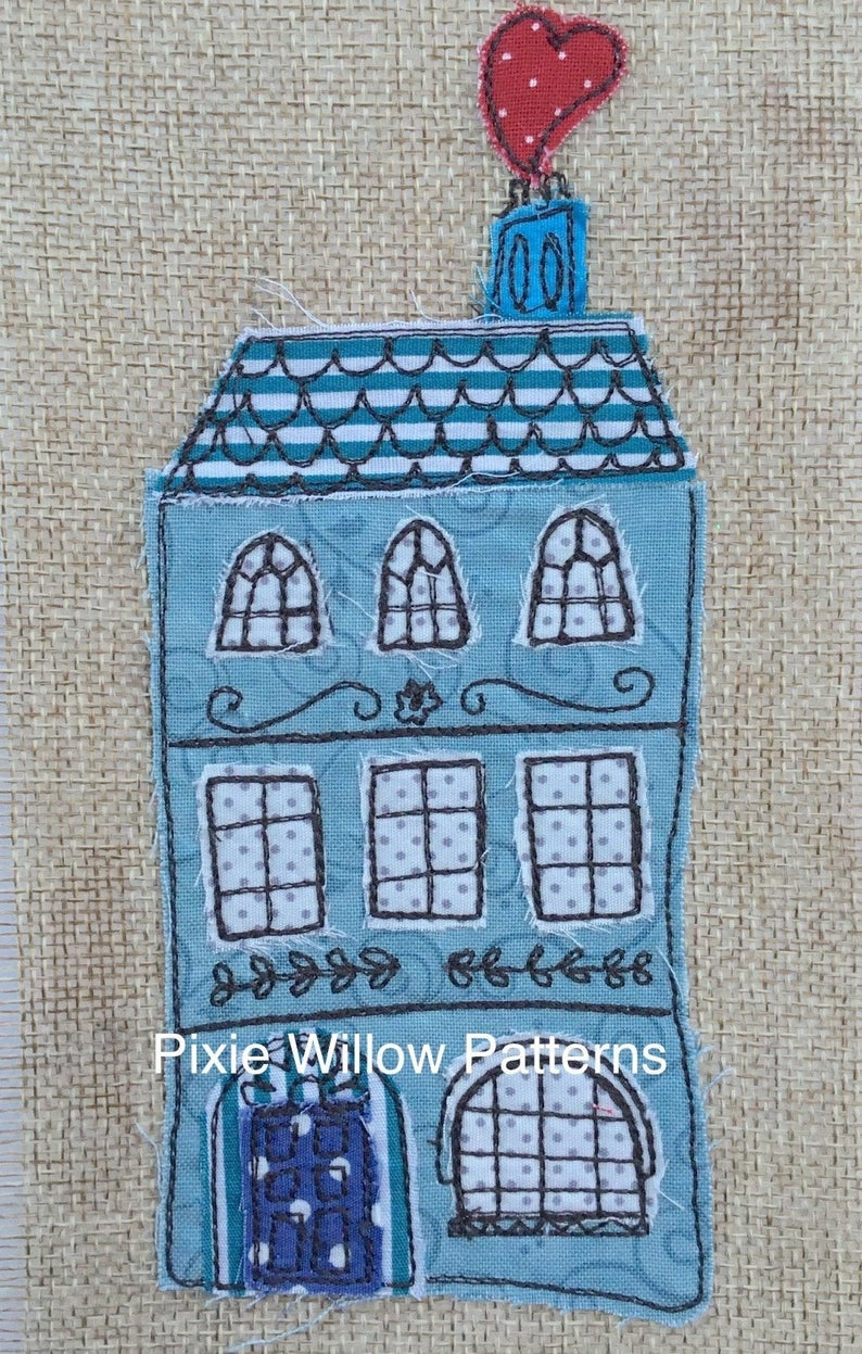 Machine Embroidery Patterns Free Download Ith 5x7 Raw Edge Applique House Digital Embroidery Design Machine Embroidery Pattern Great Housewarming Gift Pixie Willow Patterns