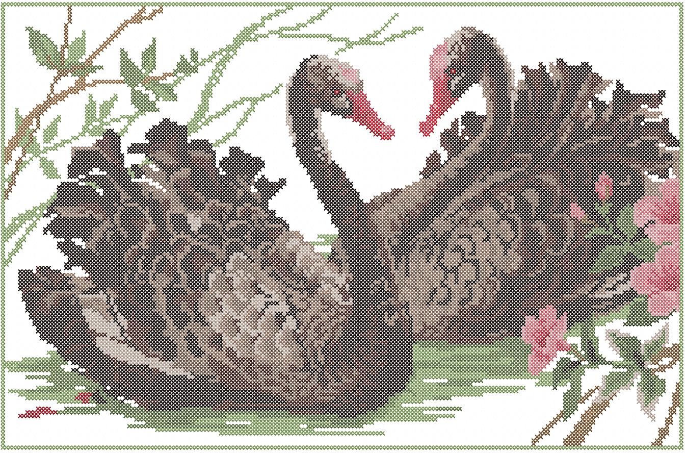 Machine Embroidery Patterns Free Download Two Black Swans Cross Stitch Free Embroidery Design Cross Stitch