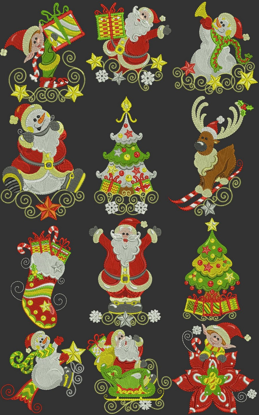 Machine Embroidery Patterns Swirly Curly Christmas Time