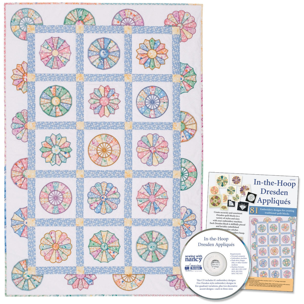 Machine Embroidery Quilt Patterns In The Hoop Dresden Appliques Embroidery Designs
