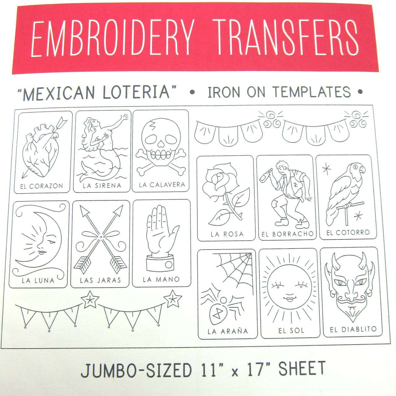 Mexican Embroidery Pattern Embroidery Pattern Sublime Stitching Iron On Transfer Hand Embroidery Pattern Mexican Loteria Big Sheet