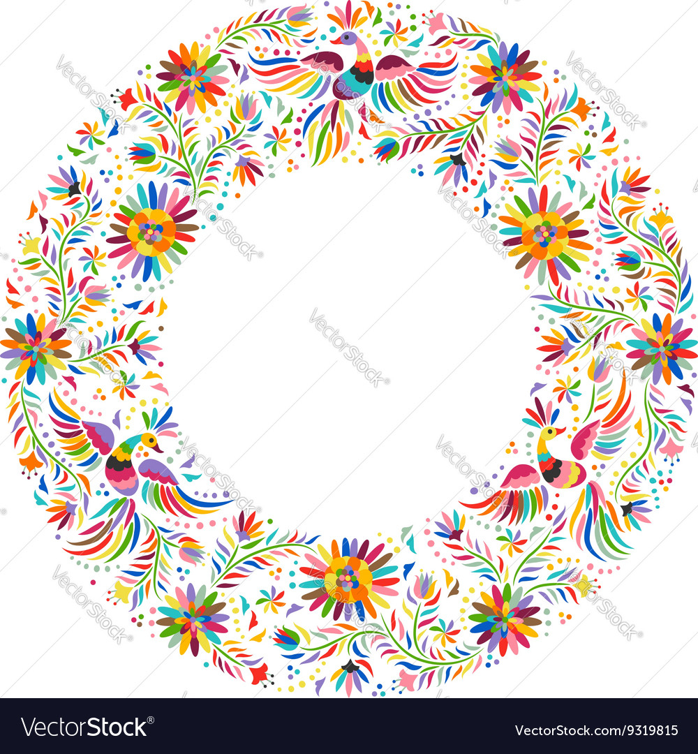Mexican Embroidery Pattern Mexican Embroidery Round Frame Pattern