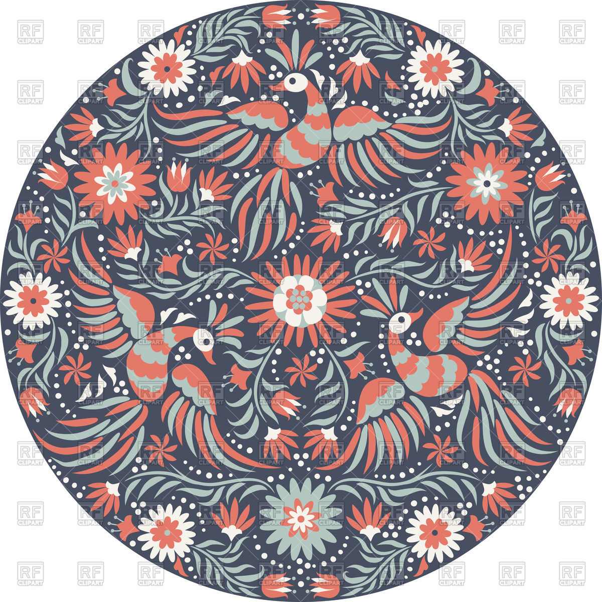Mexican Embroidery Pattern Mexican Embroidery Round Pattern Stock Vector Image