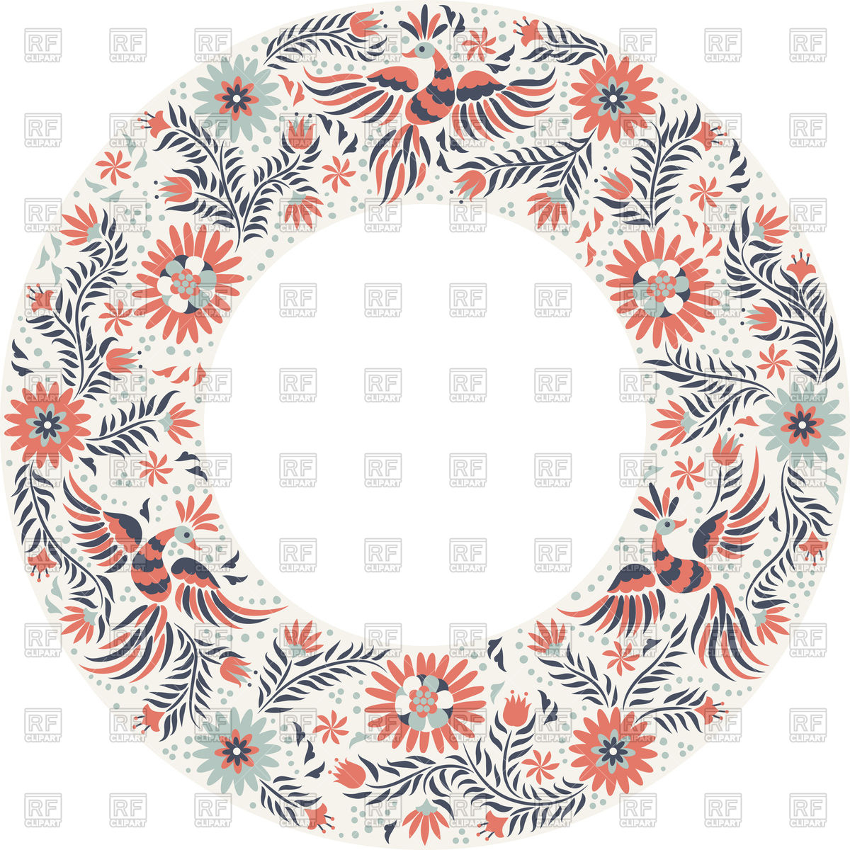 Mexican Embroidery Pattern Mexican Embroidery Round Pattern Stock Vector Image