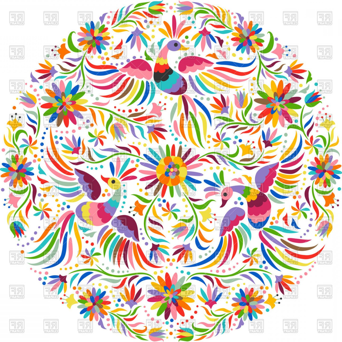 Mexican Embroidery Pattern Mexican Embroidery Round Pattern Vector Clipart Soidergi