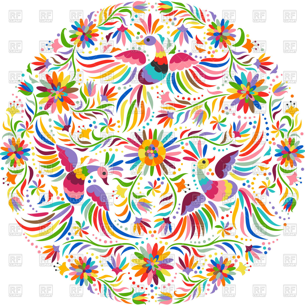 Mexican Embroidery Patterns Mexican Embroidery Round Pattern Stock Vector Image
