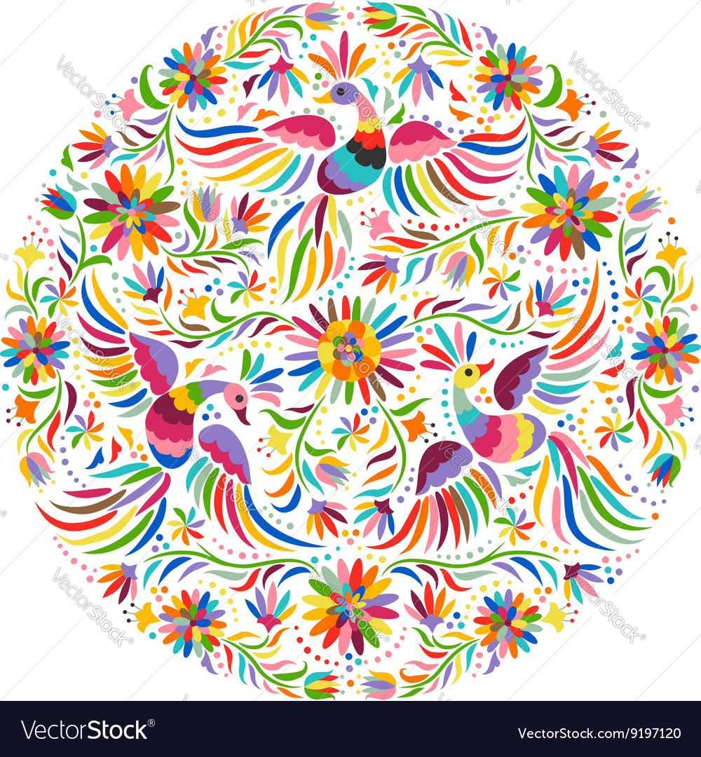 Mexican Flower Embroidery Patterns Mexican Embroidery Round Pattern