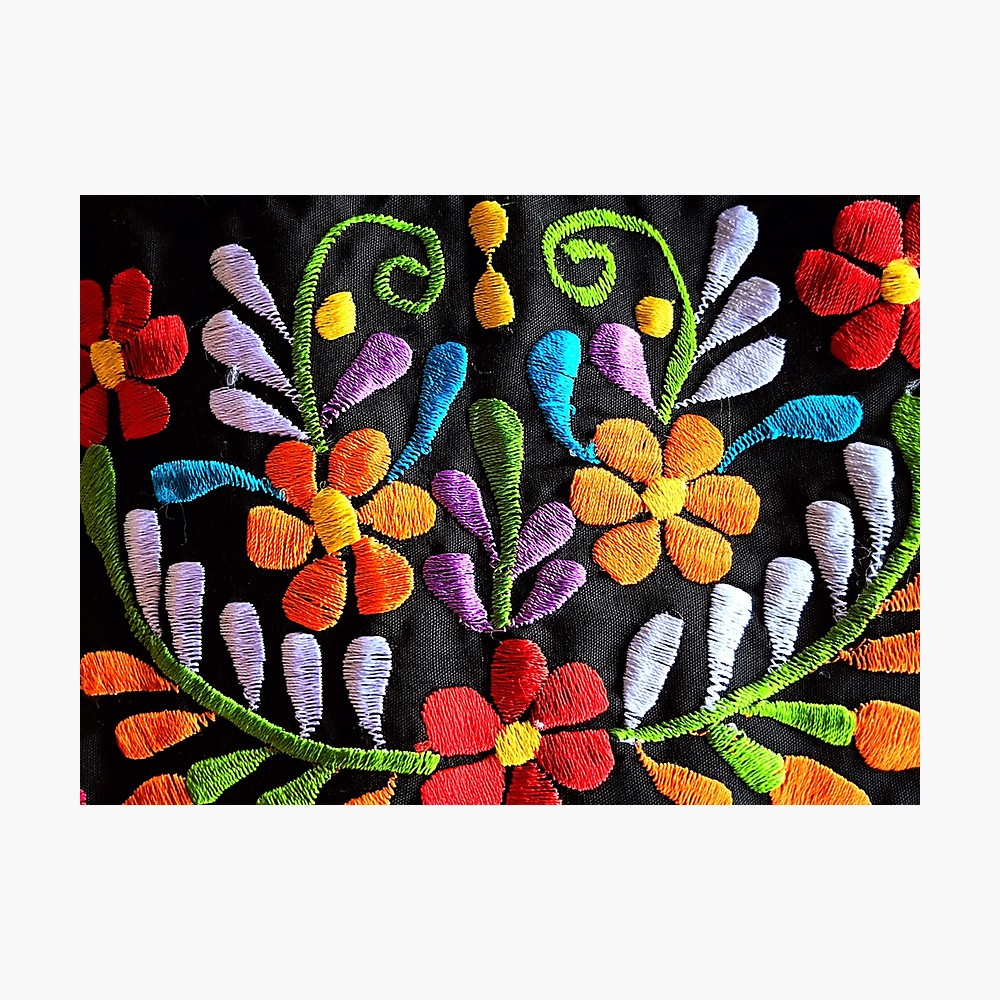 Mexican Flower Embroidery Patterns Mexican Flowers Embroidery Photographic Print