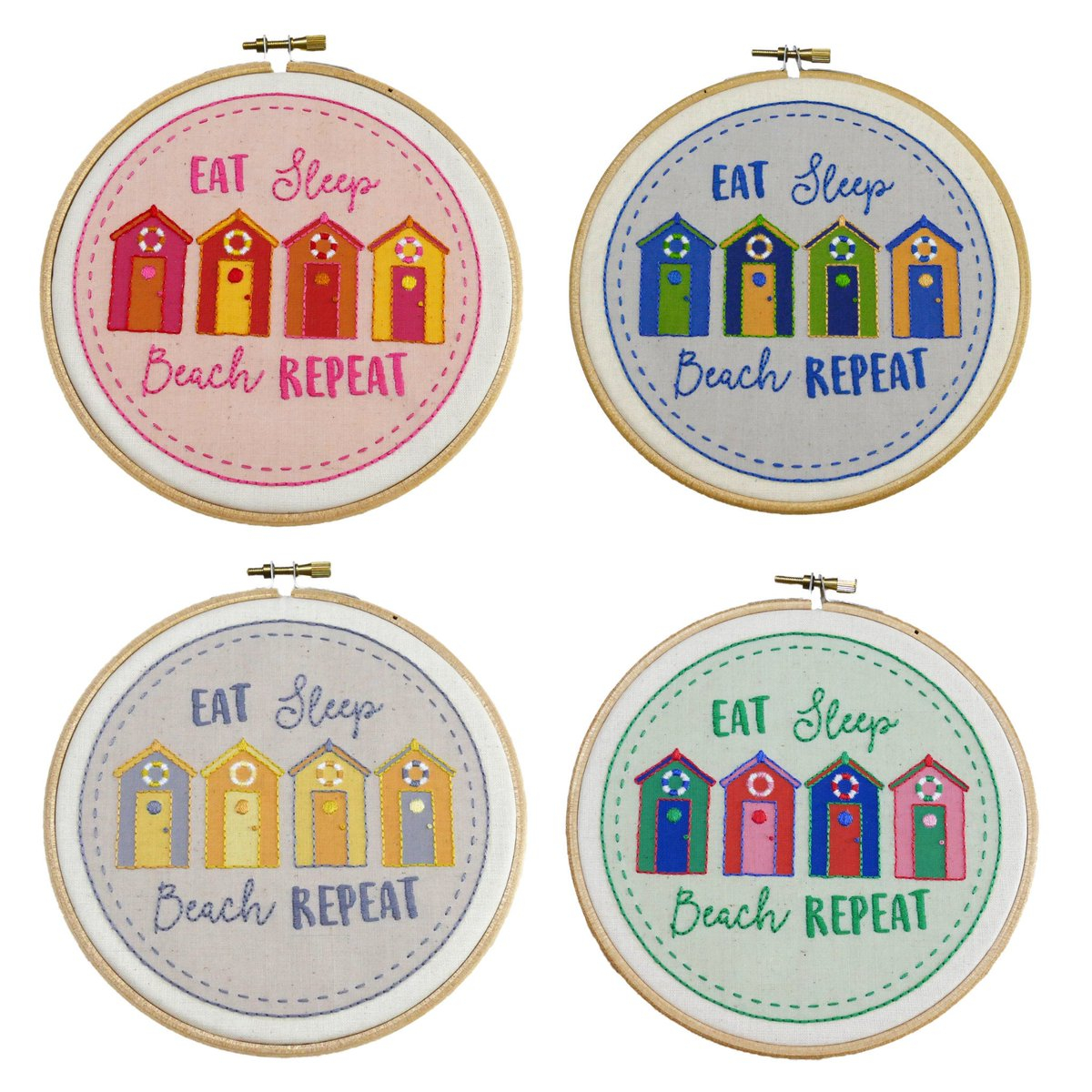 Modern Embroidery Patterns Hand Embroidery Kit Beginner Beach Huts Easy Embroidery Patterns
