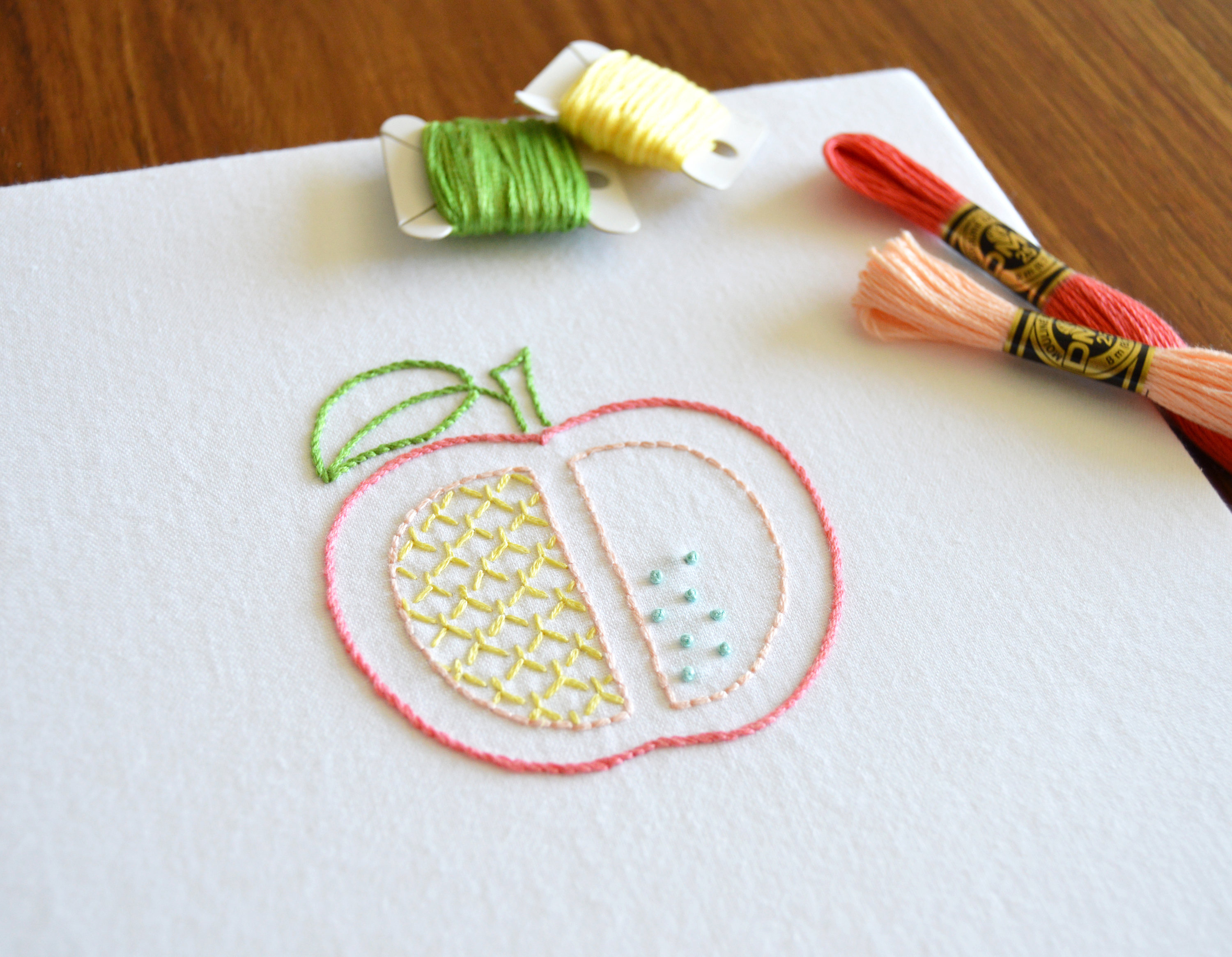 Modern Hand Embroidery Patterns Apple Slice Hand Embroidery Pattern Modern Embroidery Fruit Design Embroidery Patterns Embroidery Pdf Pdf Pattern