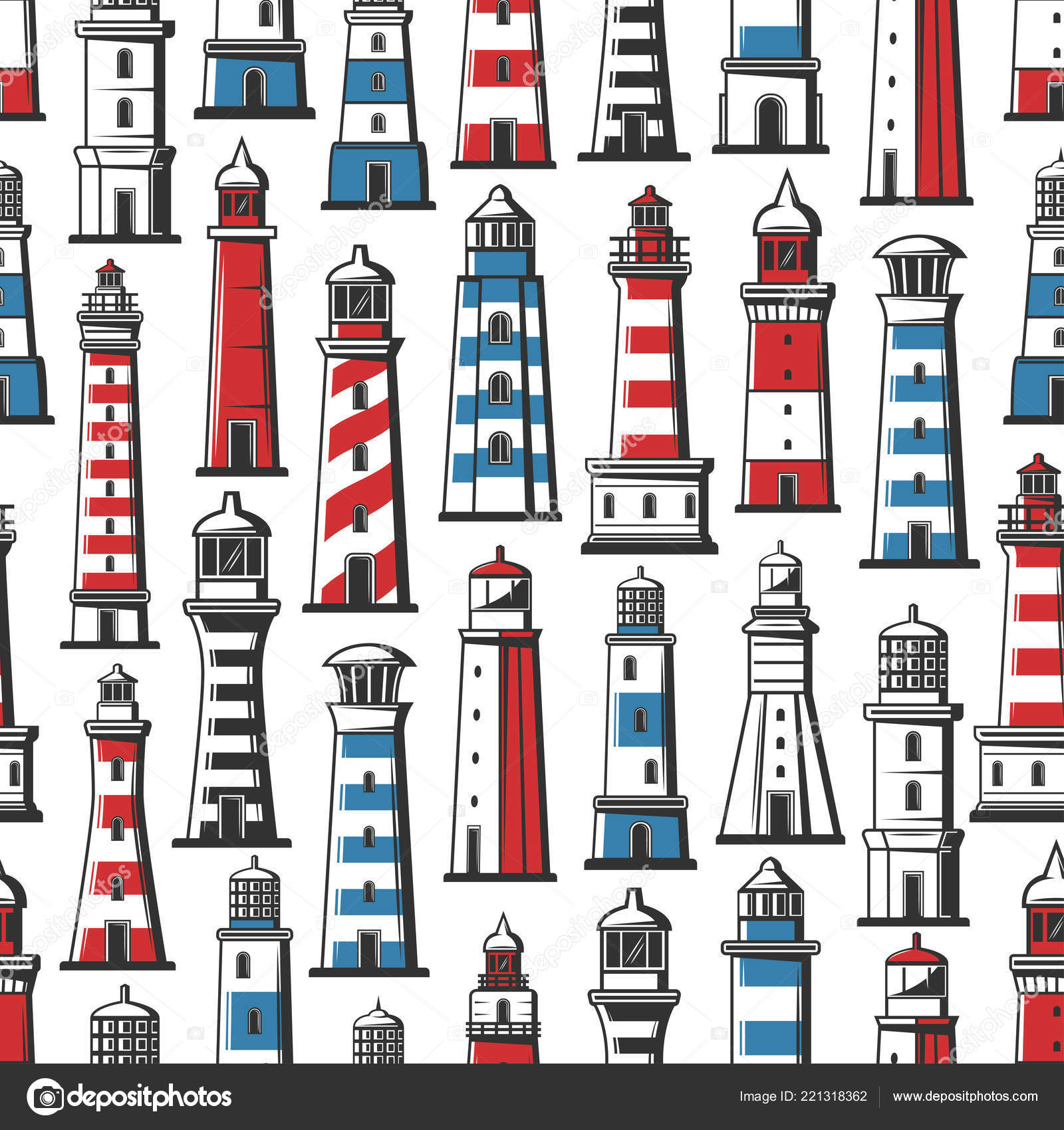 Nautical Embroidery Patterns Lighthouse And Beacon Nautical Seamless Pattern Stock Vector