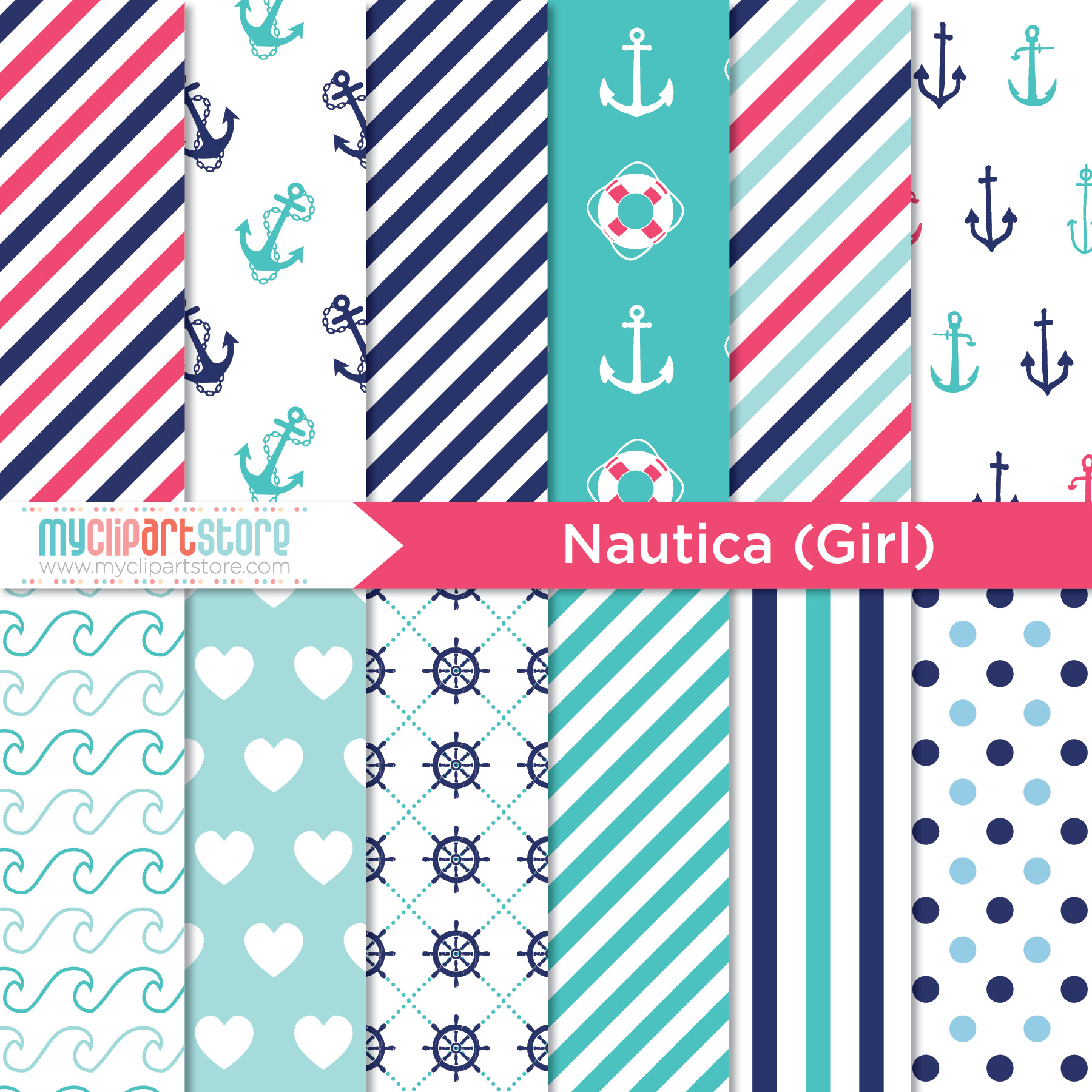 Nautical Embroidery Patterns Nautical Girl Clipart Combo