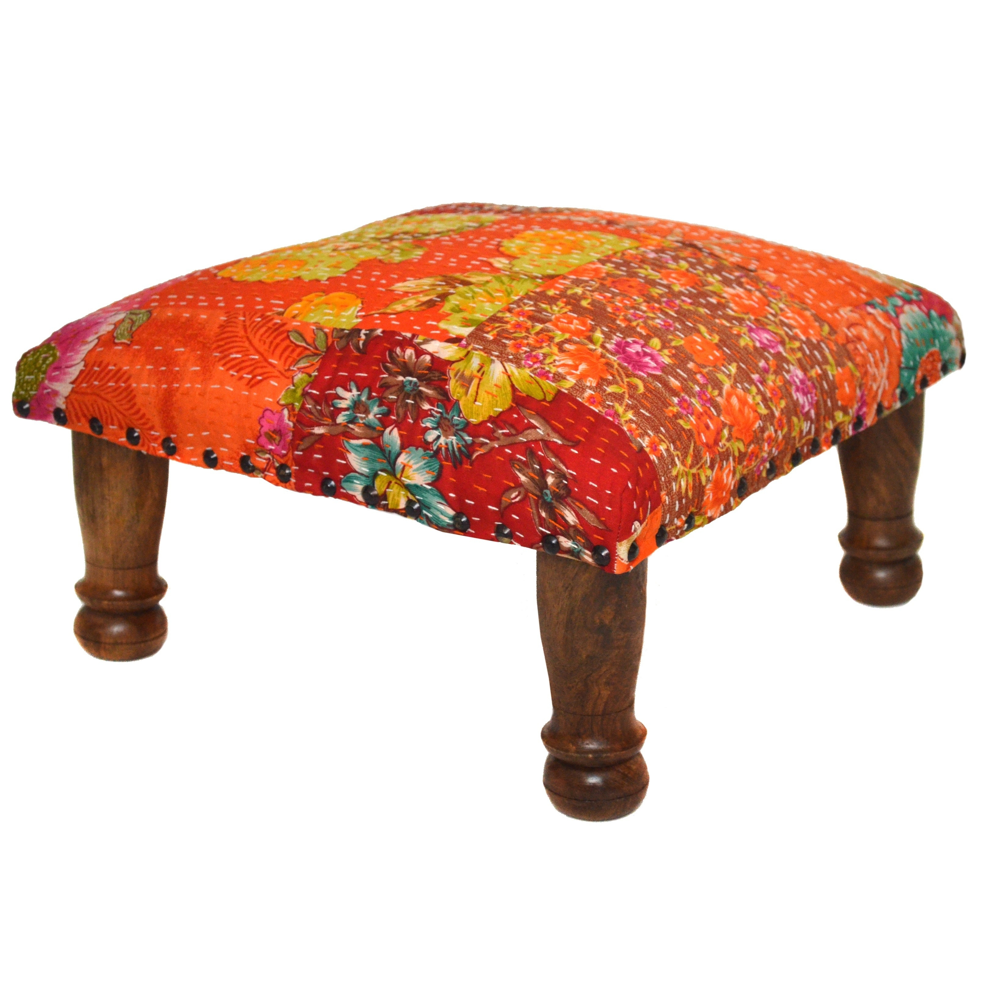 Ottoman Embroidery Patterns Square Embroidered Upholstered Pattern Footstool Ottoman