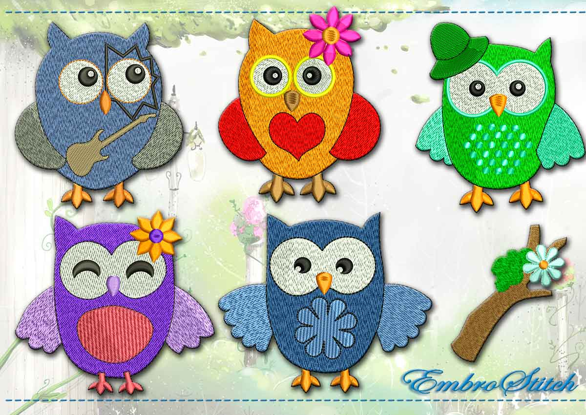 Owl Embroidery Pattern Amusing Owls Embroidery Designs Pack 2 Collection Of 10