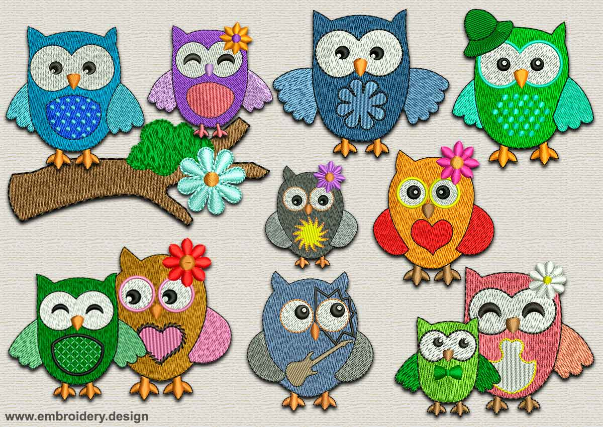 Owl Embroidery Pattern Endearing Owls Pack Embroidery Designs Pack 2
