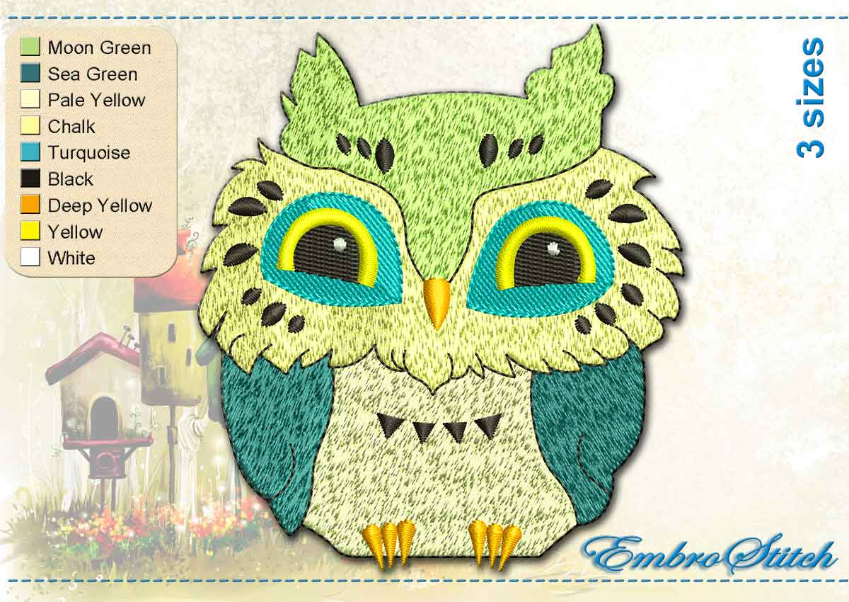 Owl Embroidery Pattern Happy Owl Embroidery Design 3 Sizes