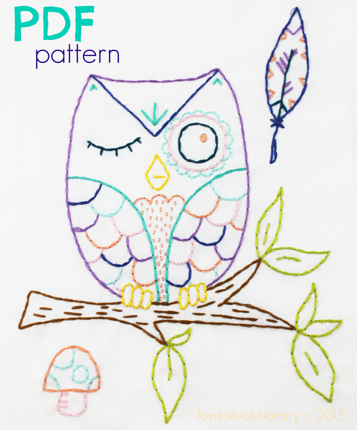 Owl Embroidery Pattern Owl Hand Embroidery Pattern Digital Pattern Pdf Pattern Woodland Owl Embroidery Hoop Art Beginner Embroidery Forest Owl Nursery Decor