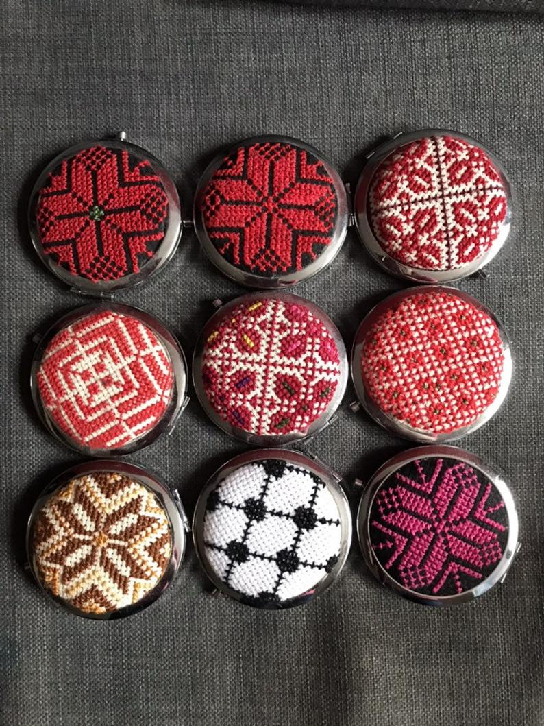 Palestinian Embroidery Patterns Pocket Mirrors With Palestinian Embroidery Wedding Favours Christmas Gifts