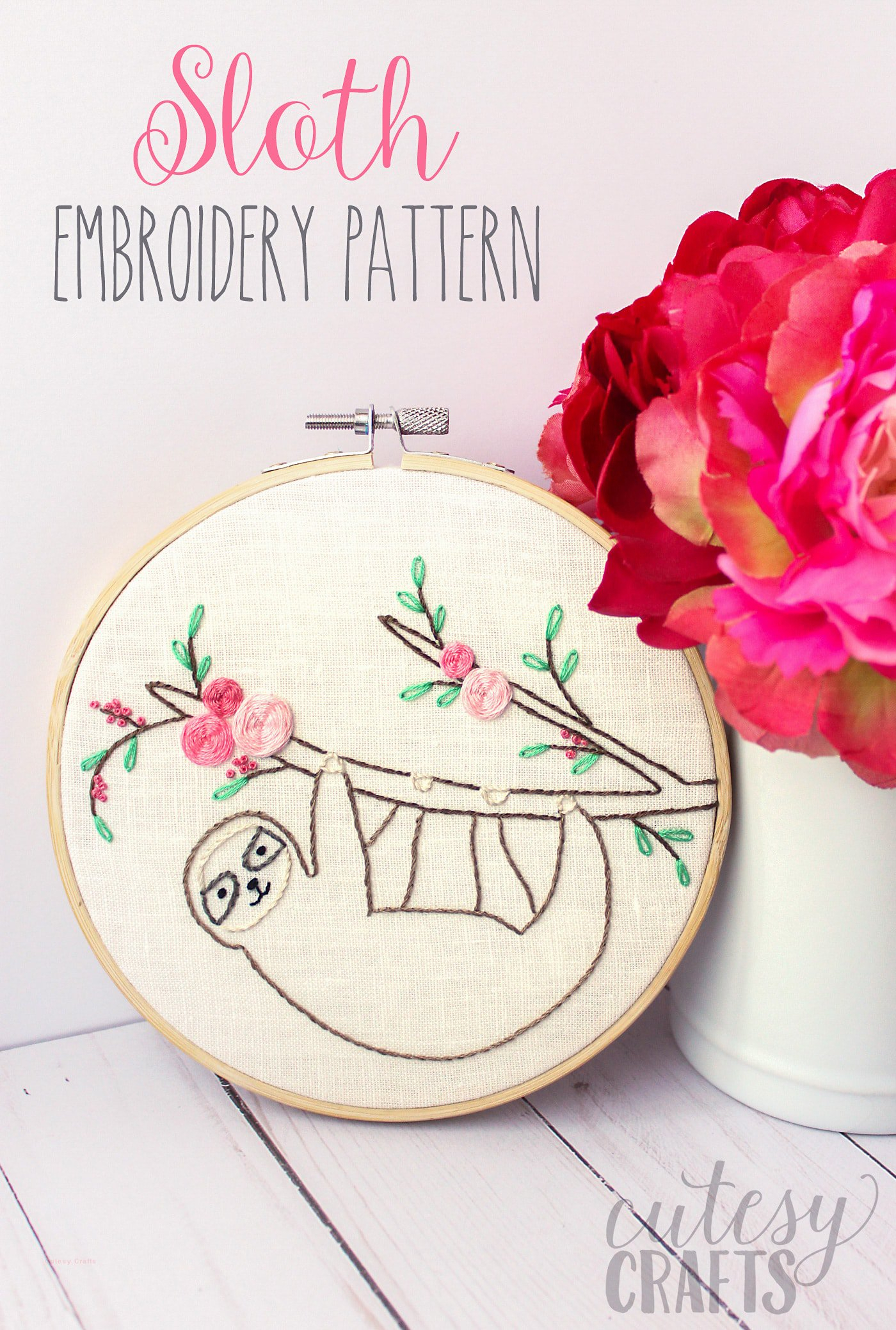 Paper Embroidery Patterns Free Adorable Sloth Hand Embroidery Pattern The Polka Dot Chair