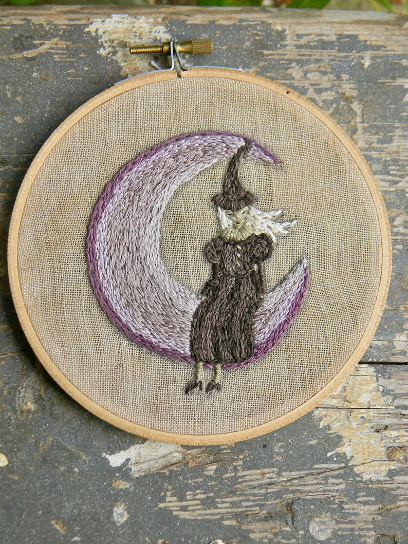 Paper Embroidery Patterns Lunar Witch Paper Folk Embroidery Pattern From Notforgotten Farm
