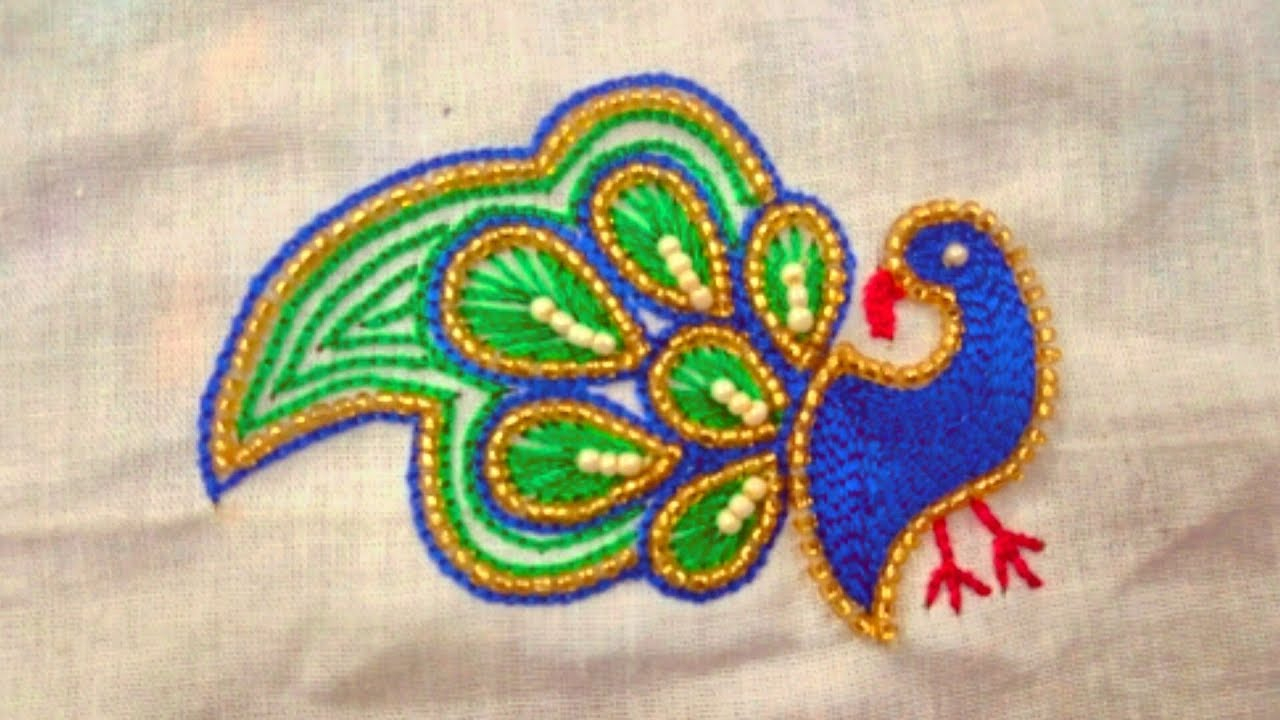 Peacock Embroidery Pattern How To Do Peacock Embroidery Work Easy Peacock Feather Design In Aari Work