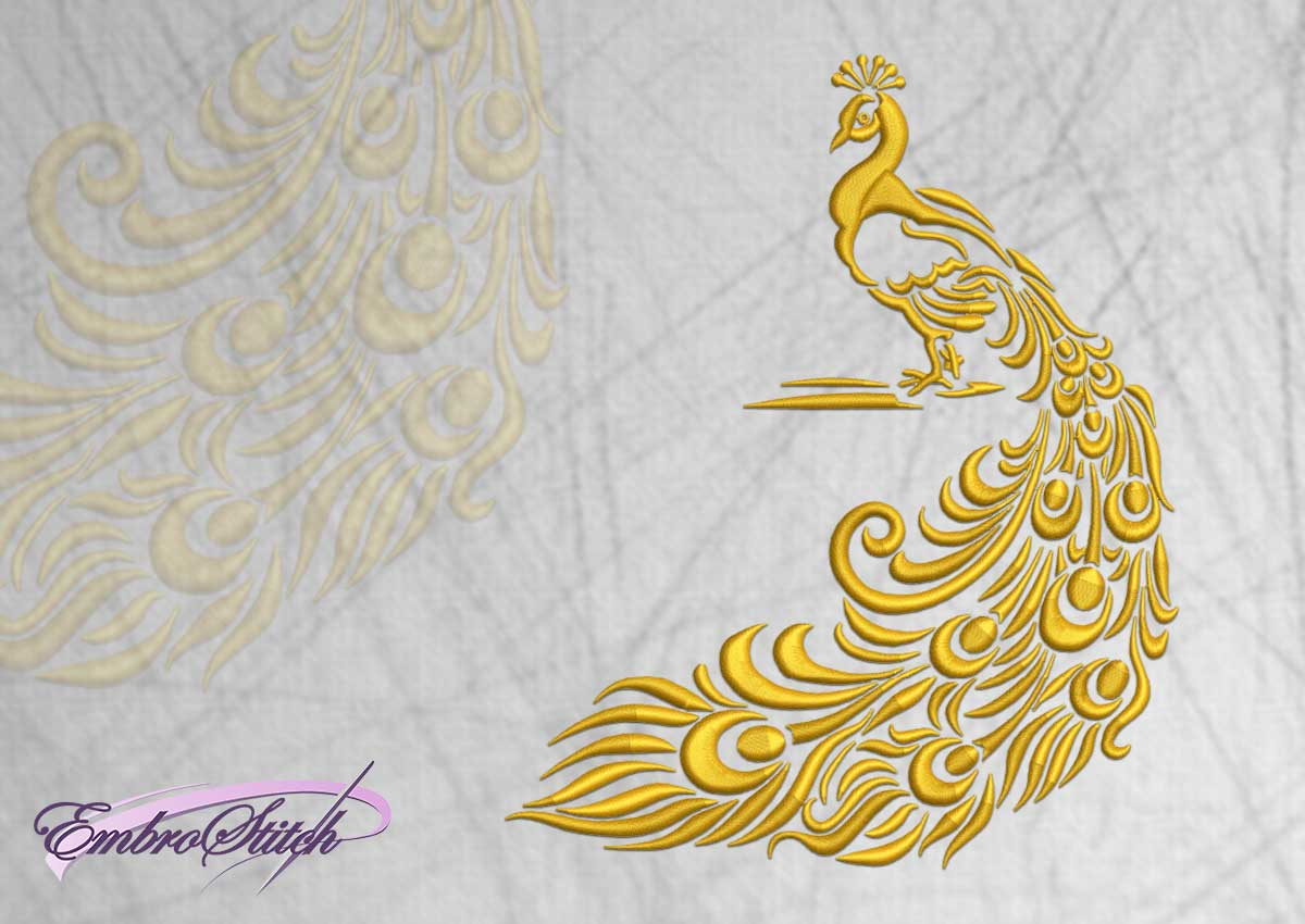 Peacock Embroidery Pattern Luscious Peacock Embroidery Design 3 Sizes