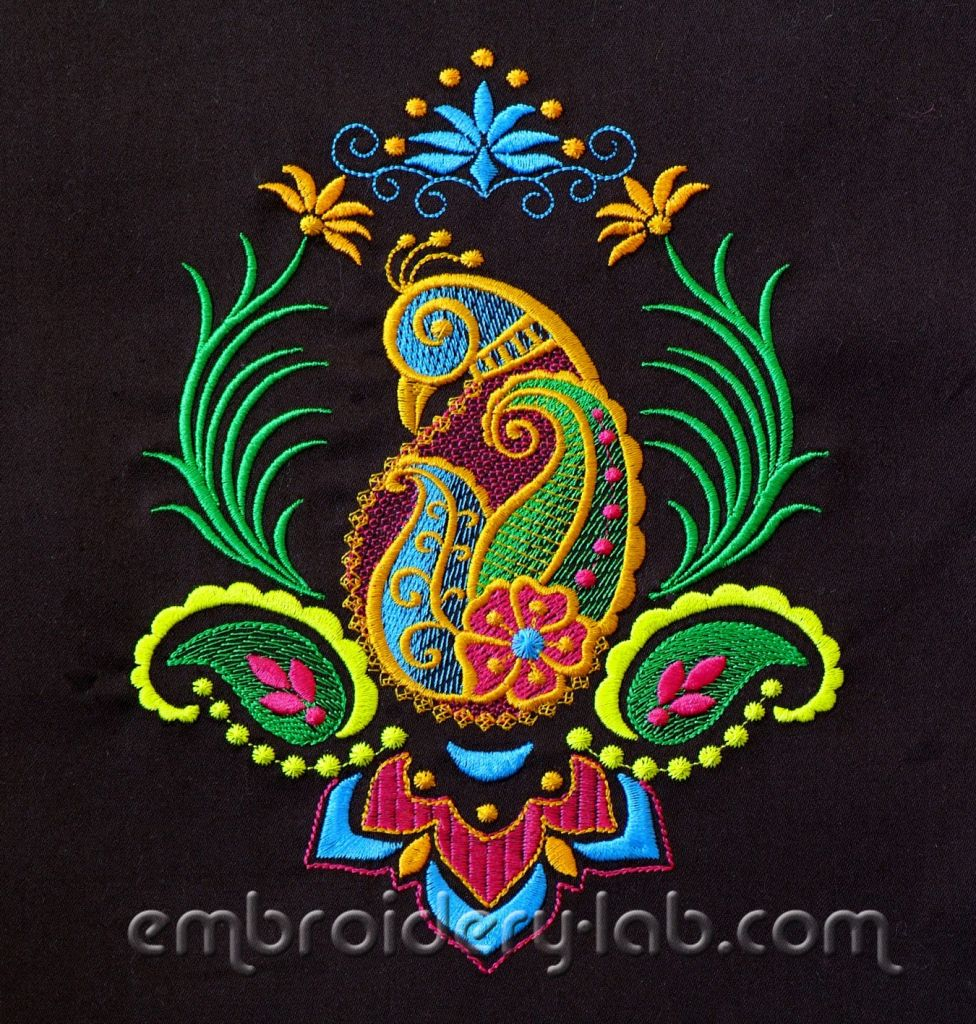 Peacock Embroidery Pattern Peacock Paisley 0001