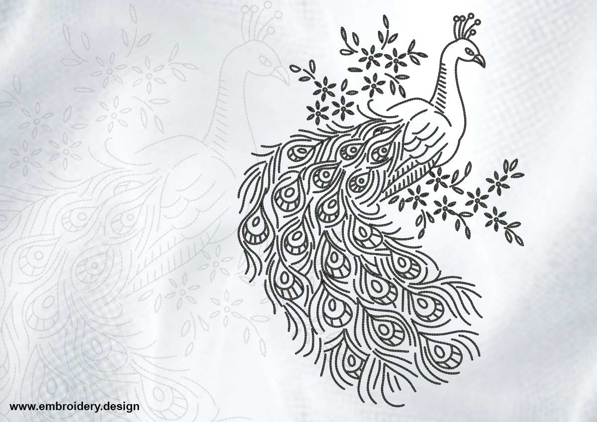 Peacock Embroidery Pattern Pensive Peacock
