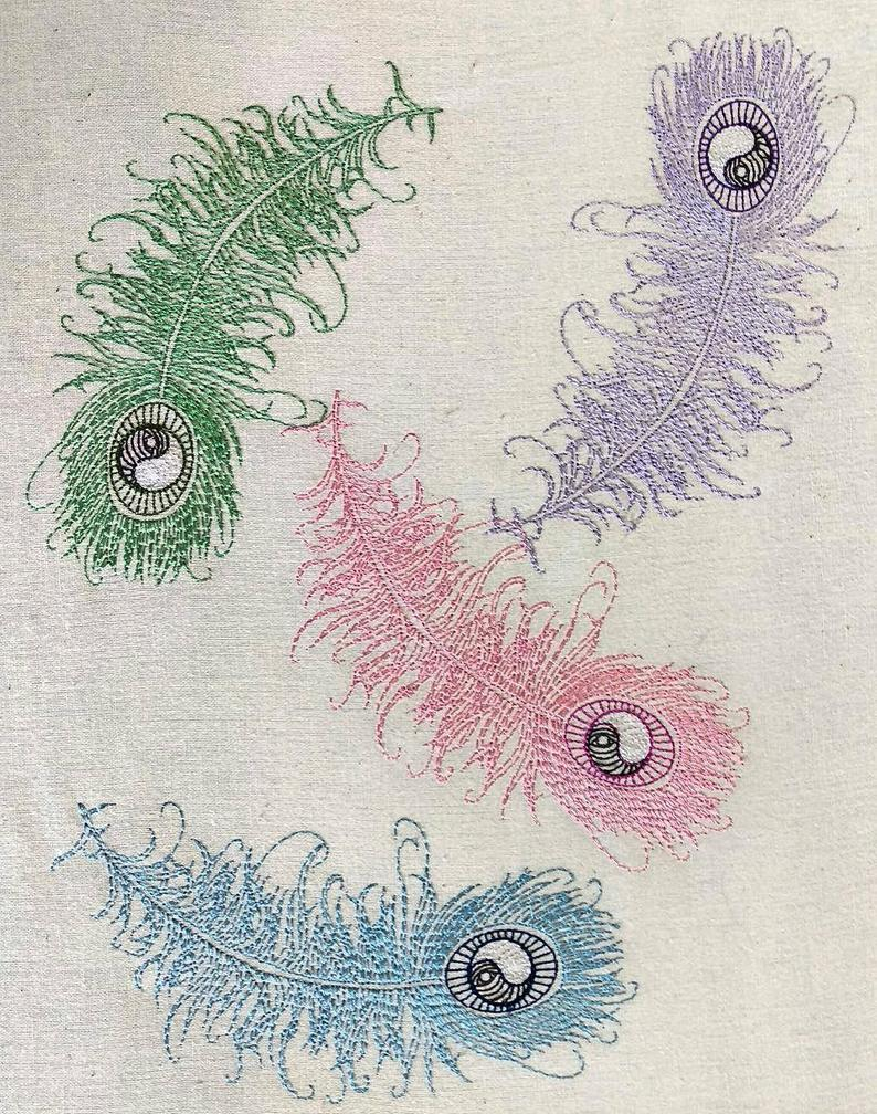 Peacock Embroidery Patterns Embroidery File Peacock Feather Doodle In 4 Sizes Machine Embroidery Embroidery Patterns
