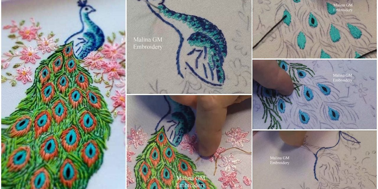 Peacock Embroidery Patterns How To Do Hand Embroidery Peacock Simple Craft Ideas