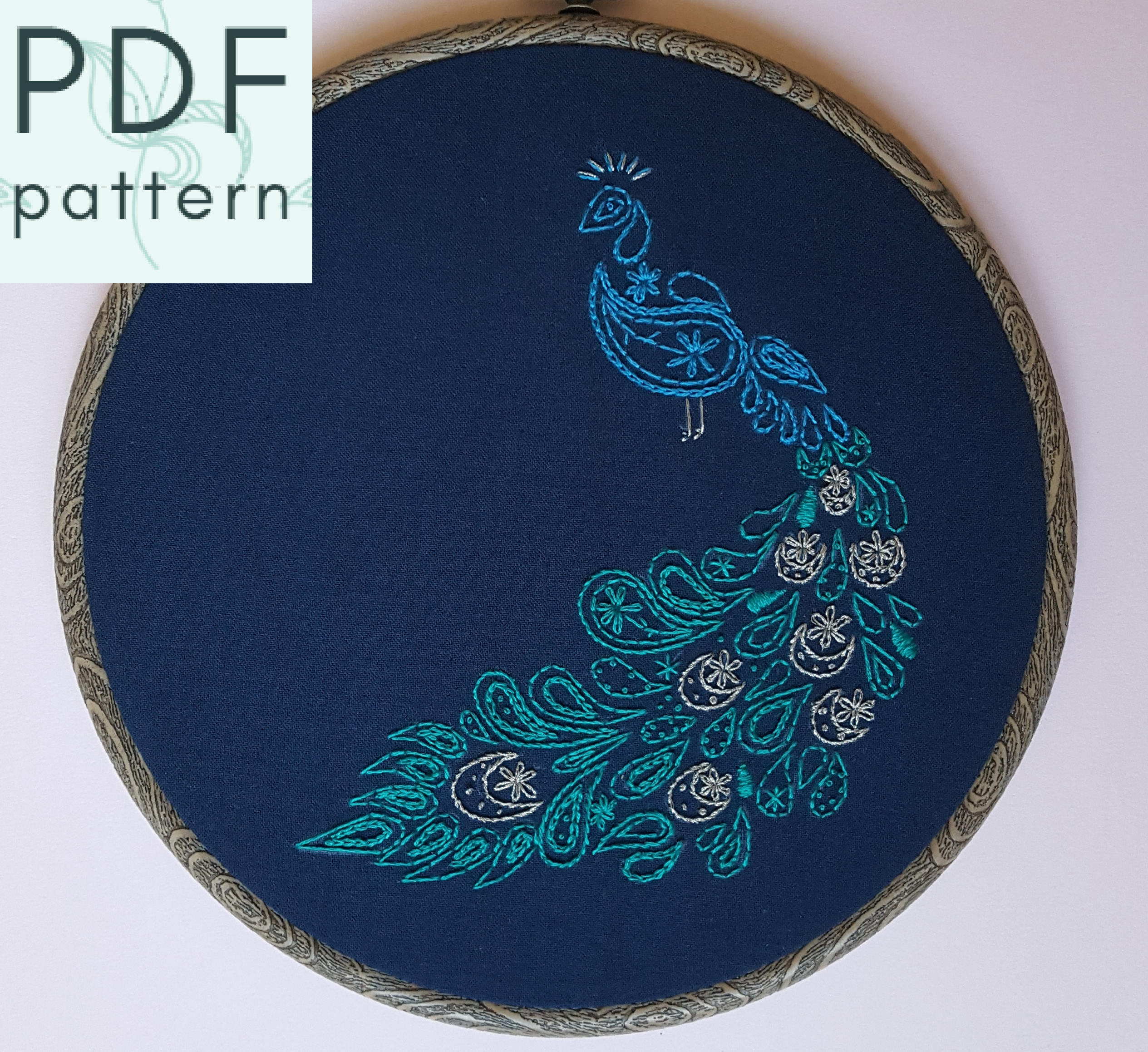 Peacock Embroidery Patterns Paisley Peacock Embroidery Pattern Pdf Hand Embroidery Contemporary Embroidery Hoop Art Instant Download