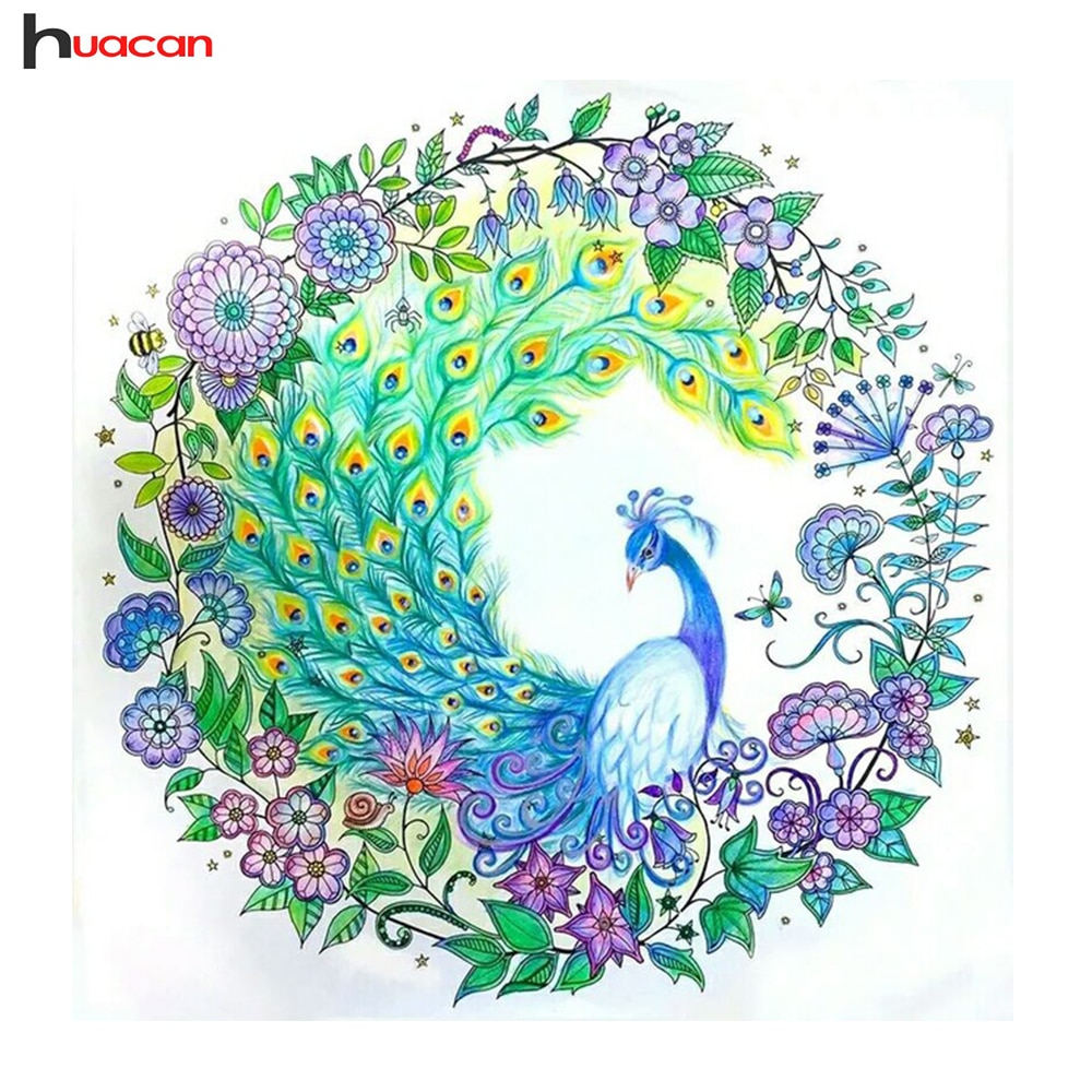 Peacock Embroidery Patterns Us 782 49 Offhuacan Diy 5d Diamond Painting Cross Stitch Peacock Home Decor Art Gift Resin Diamond Mosaic Embroidery Patterns Rhinestone In